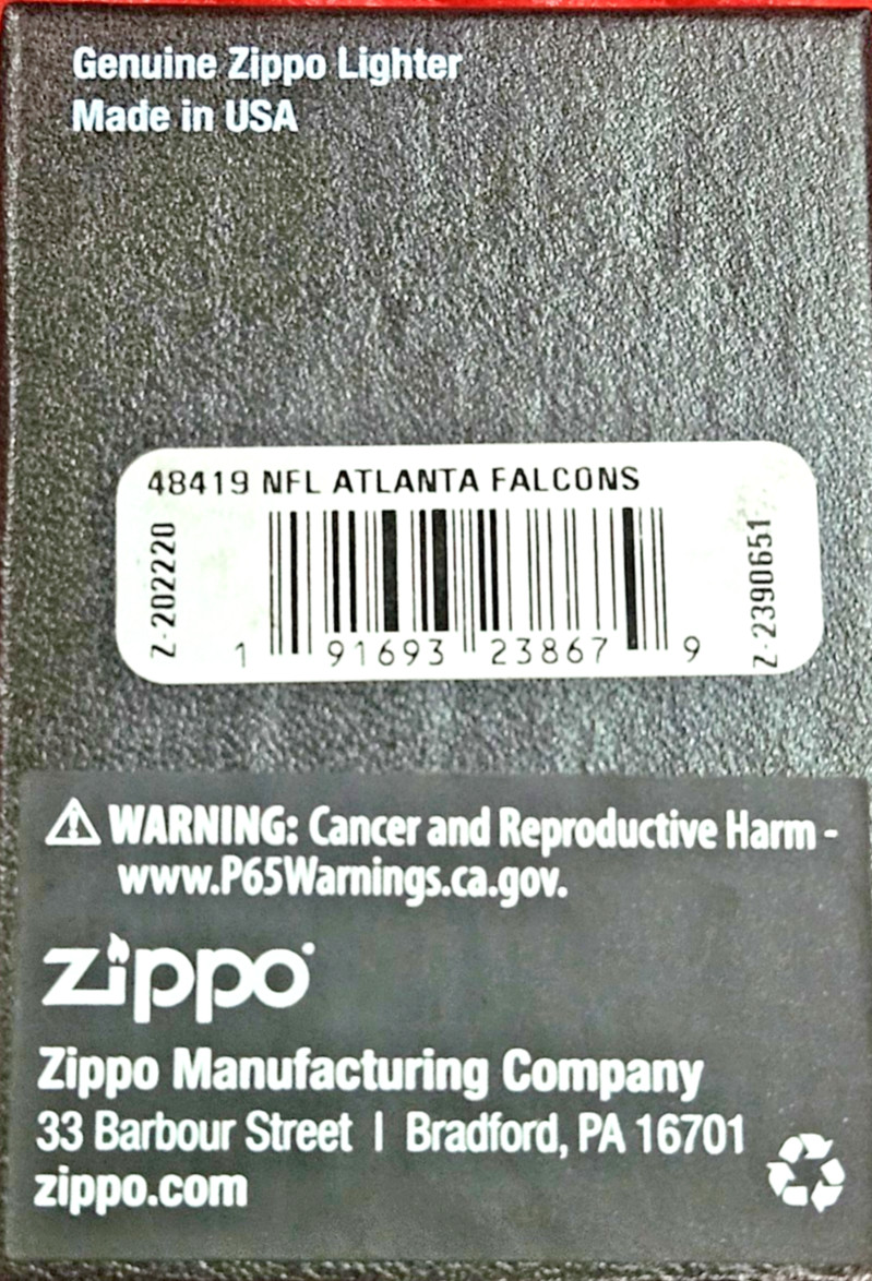 Zippo 48419 Windproof Lighter NFL Atlanta Falcons Helmet New Old Stock