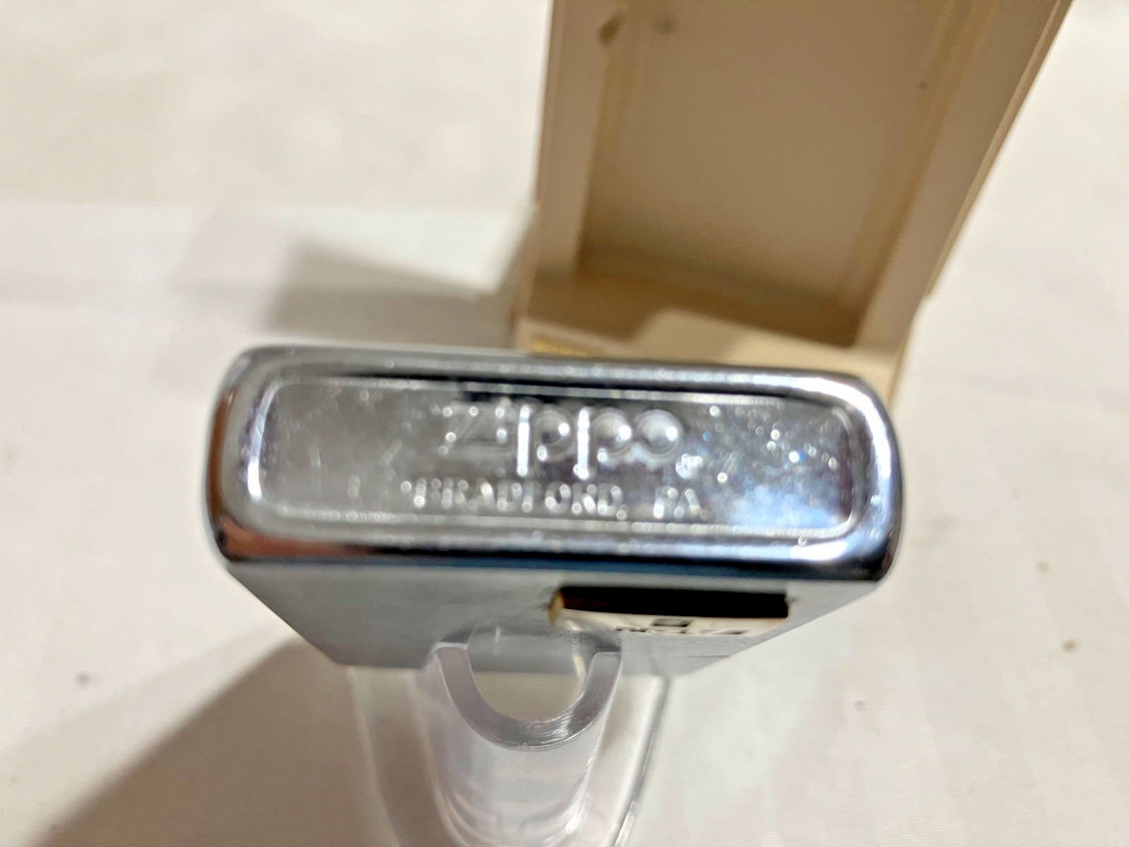 Old Vintage EATON Emblem Service Zippo Lighter with Tan Plastic Case 1980