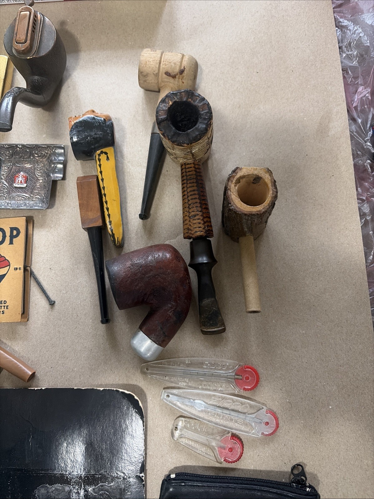 Vintage Tobacciana Lot Zippo + Pipes Matchbooks Tins Smoking Ephemera