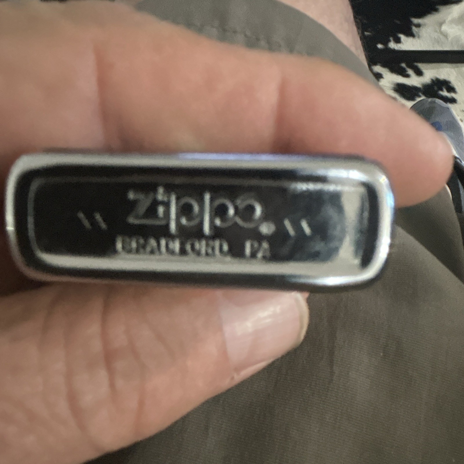 Zippo Flip-Top Pocket Lighter Black Insert Chrome Case Bradford, PA Marking