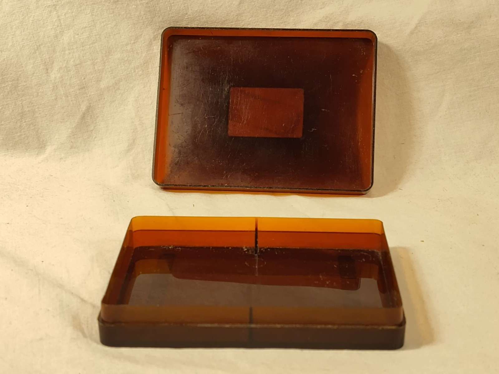 Vintage Zippo Playing Card Box Plastic Amber Double Slot