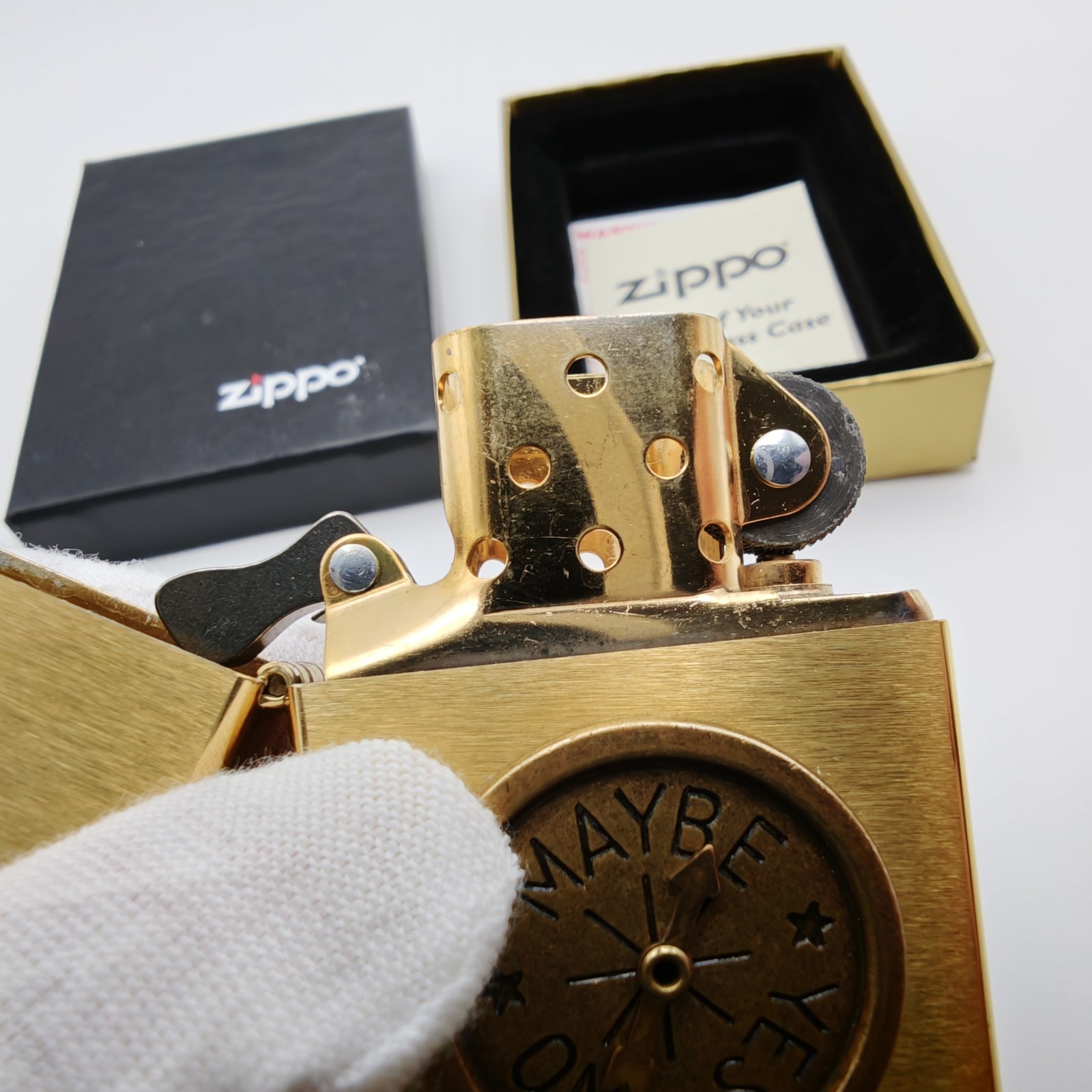 Zippo Decisions Maybe Yes No Spinner Brass Lighter C03 2003 Box Sparking READ