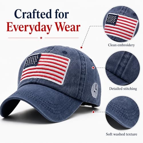 2-Pack USA Flag Hats for Men Baseball American Flag Hats for Men USA Nany+nany