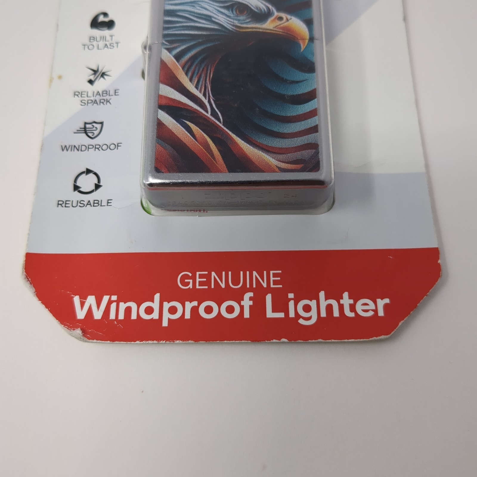 Zippo Eagle Stripes Pocket Lighter New In Box Windproof Lighter Made In USA