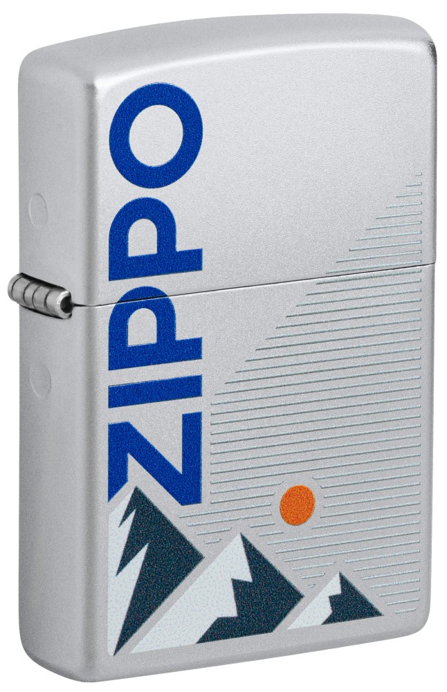 Zippo Mountain Design Satin Chrome Windproof Pocket Lighter, 47113