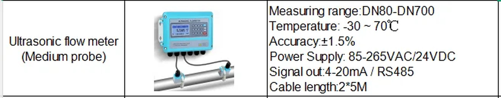 Non-break Pipe Ultrasonic Flow Meter External Clamp Liquid Pipeline Modular Tap