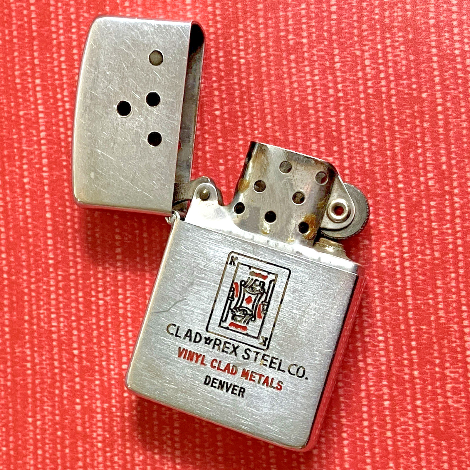 Vintage Zippo 2517191 Clad Rex Steel Co Denver Vinyl Clad Metals Lighter