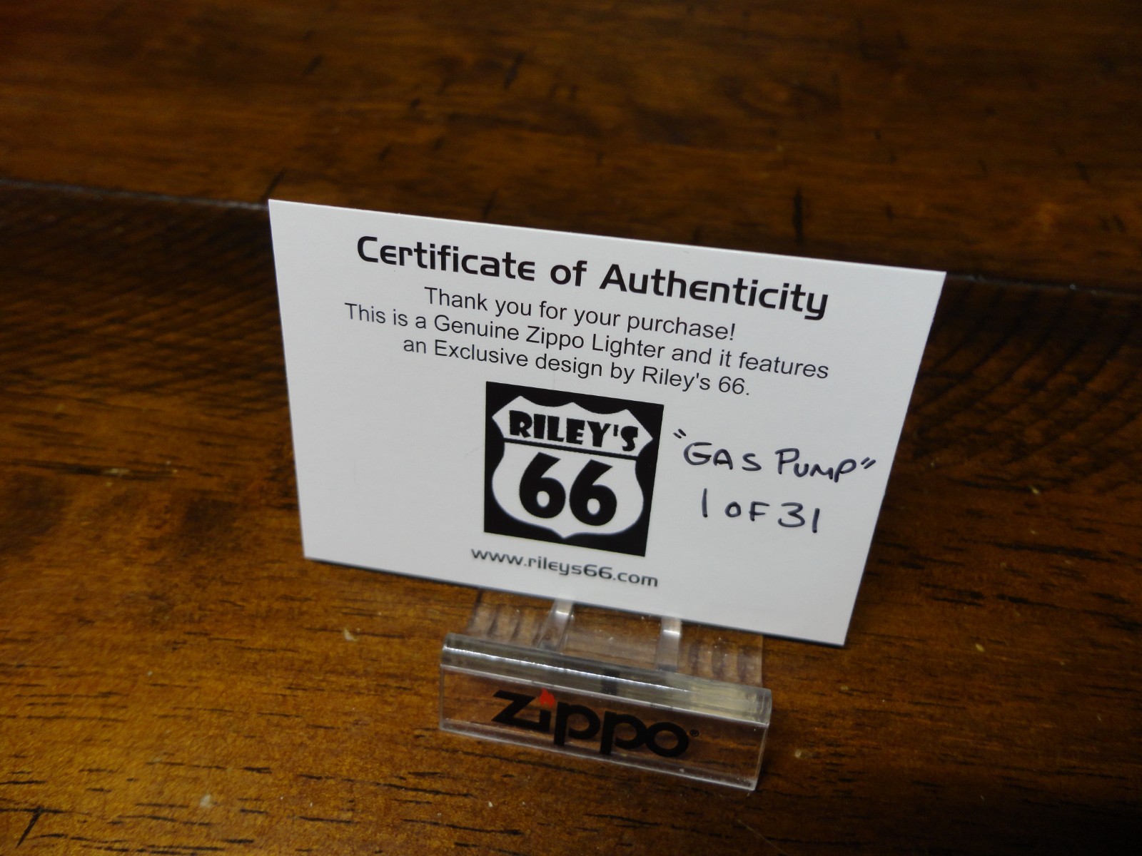 RILEY’S 66 GAS PUMP 1 OF 31 ZIPPO LIGHTER MINT IN BOX LOOK