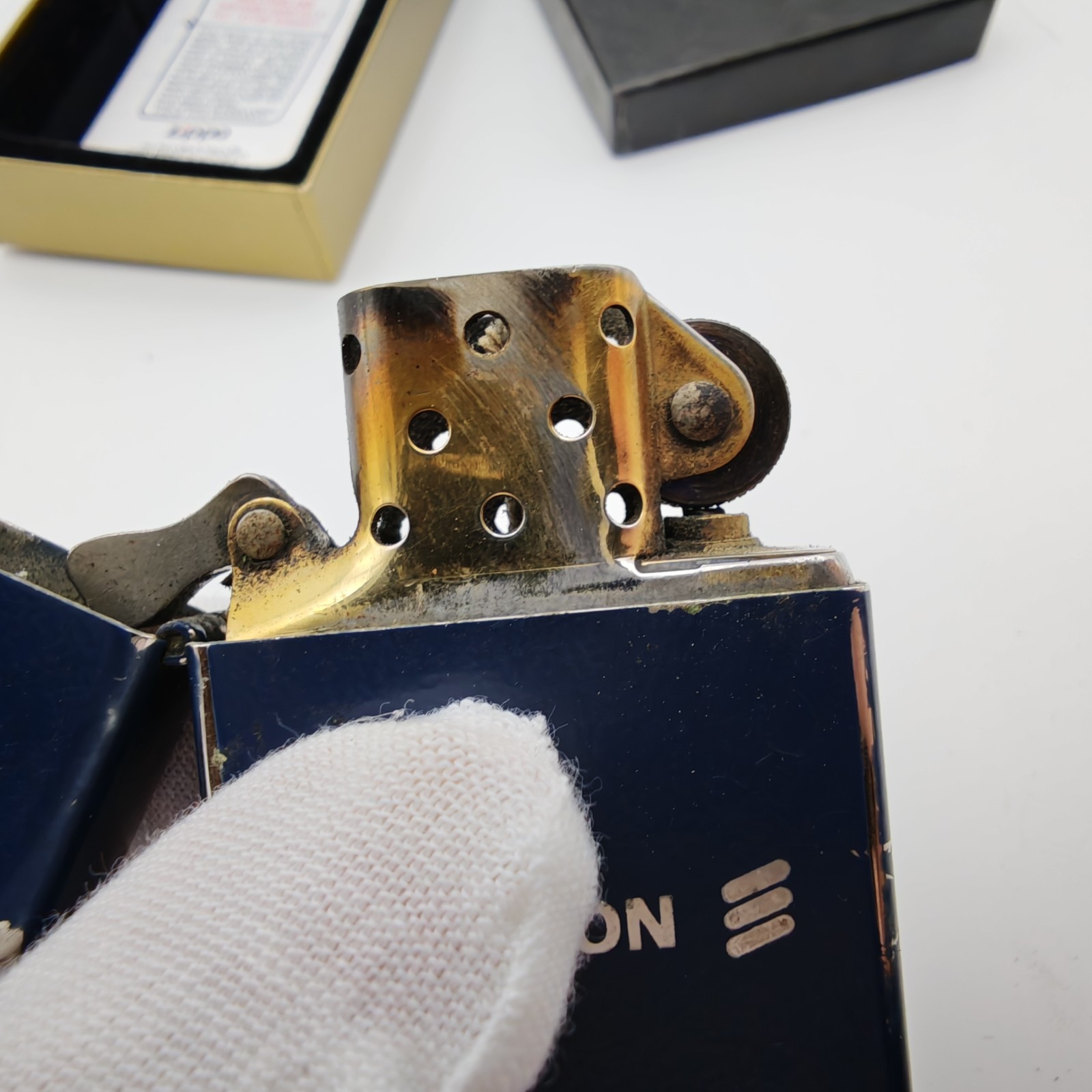Zippo Ericsson Telecom Advertising Lighter Blue USA 2000 w/ Box Sparks READ