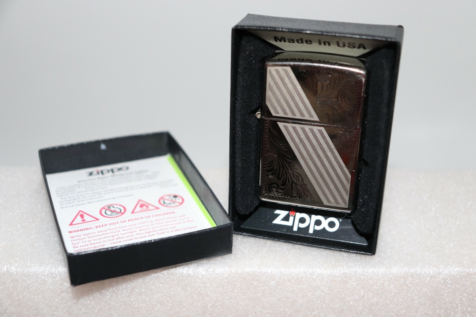 Rare 2007 Zippo Venetian Stripe Lighter Factory Refurbished with Box
