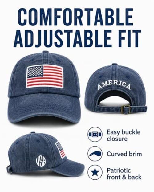 2-Pack USA Flag Hats for Men Baseball American Flag Hats for Men USA Nany+nany