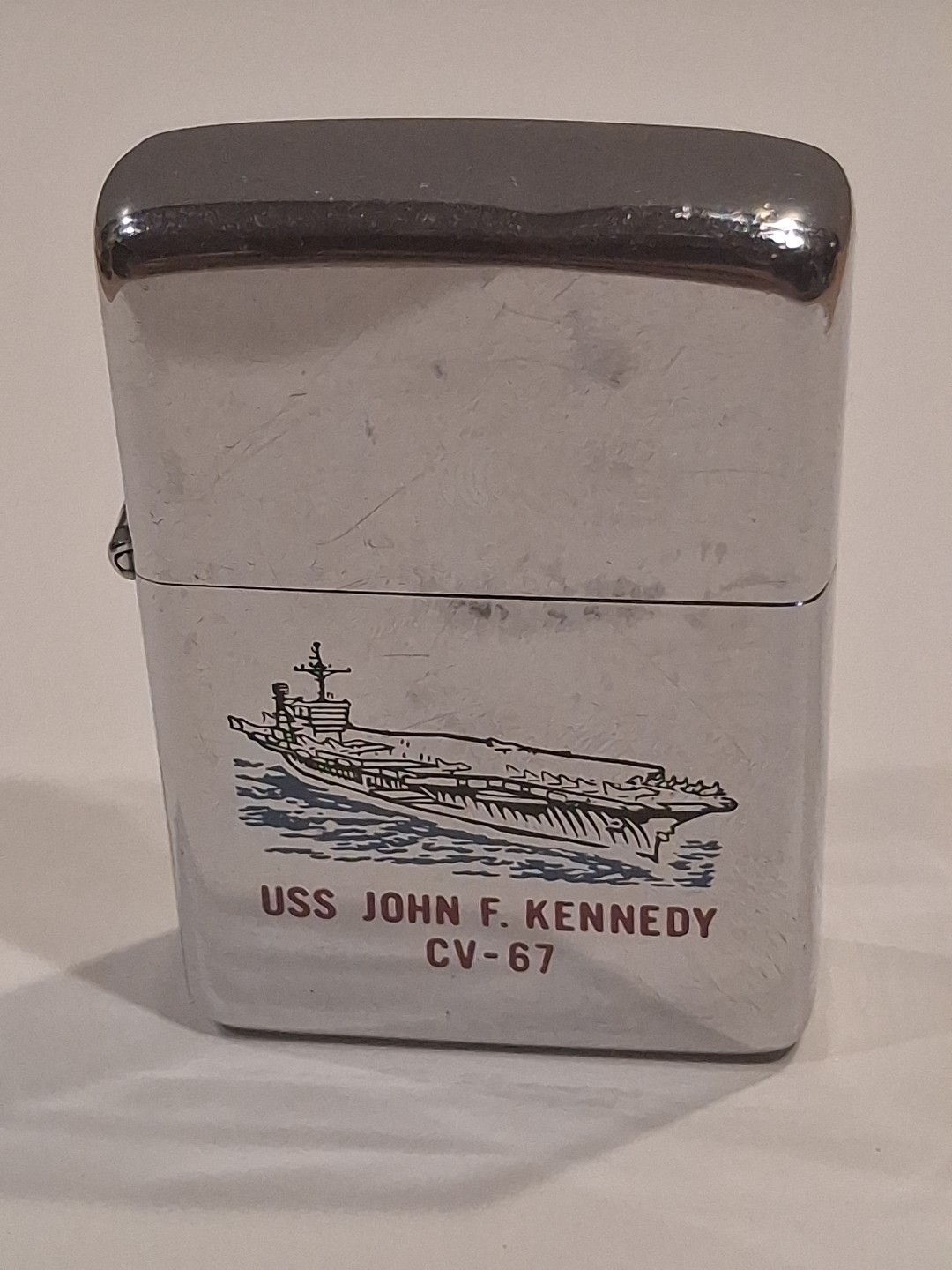 Vintage 2001 USS John F Kennedy CV-67 High Polish Chrome Zippo Lighter
