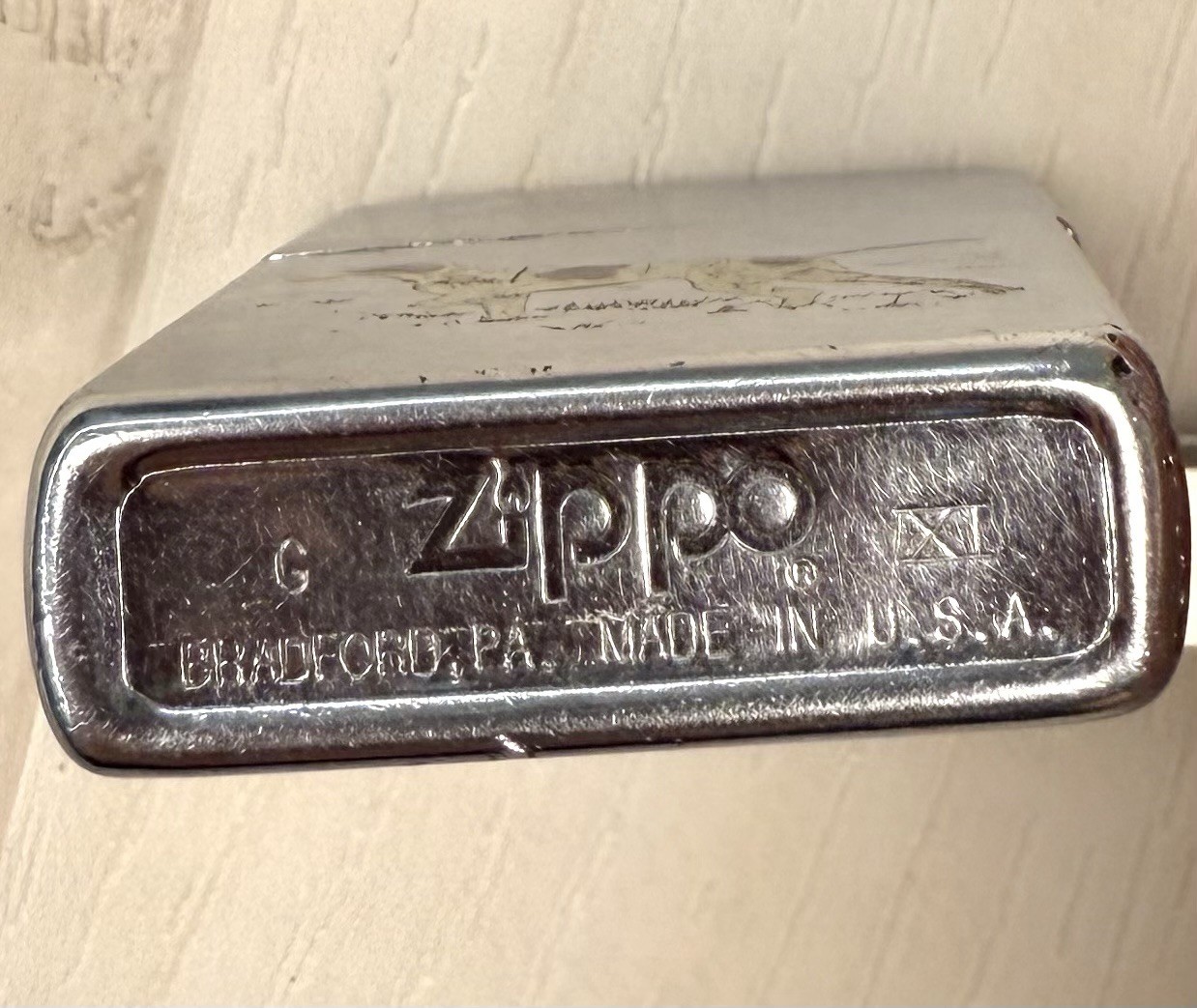 ZIPPO Lighter Brushed Chrome English Pointer Hunting Dog *Sparks/Needs Fuel USA