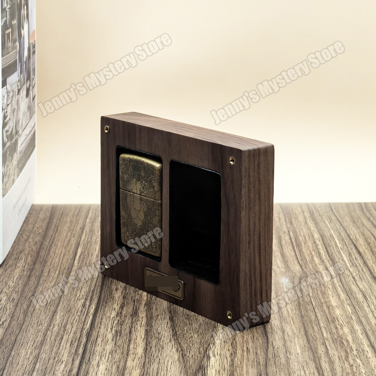 Wood Black Walnut Lighter Collection Display Case Storage Box for Zippo Lighters