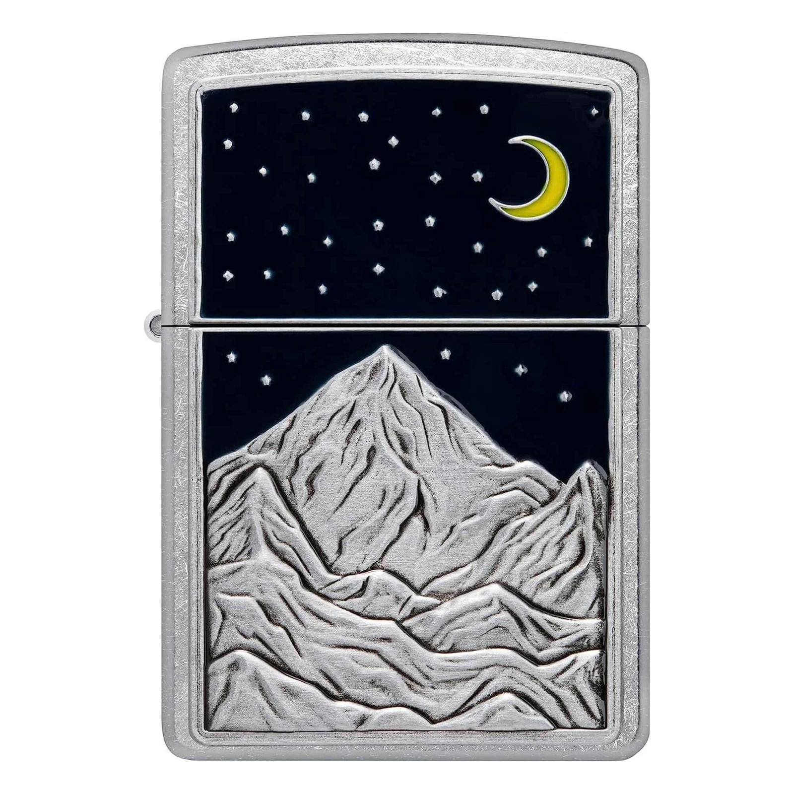 Zippo Pocket Lighter Mountains Emblem Design Chrome Metal Windproof 48632, NEW