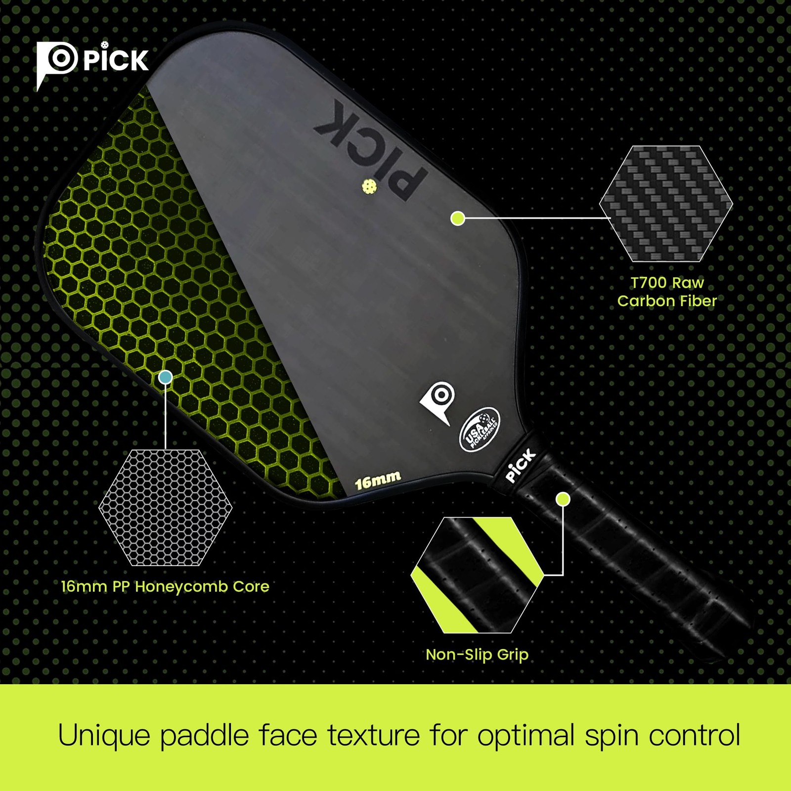 Pick Rp700 Professional Raw Carbon Fiber Paddles 16Mm Polypropylene Honeycomb