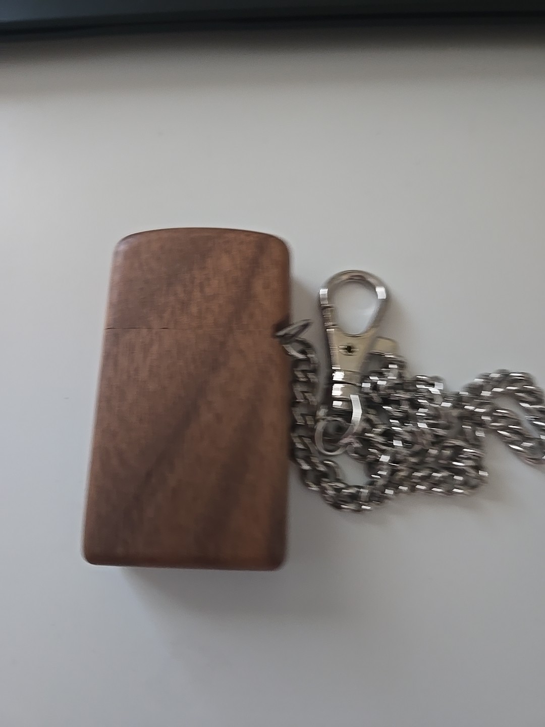 Zippo Wooden Wrapped Black Bass W/Belt Chain Unfired