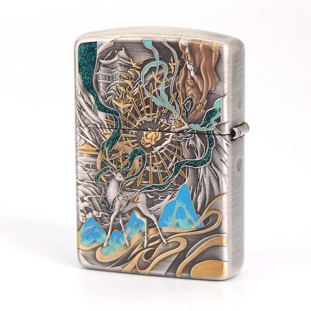 Zippo lighter 162 Armor Custom 3D Colors Rendering Nine-Colored Deer Special Box