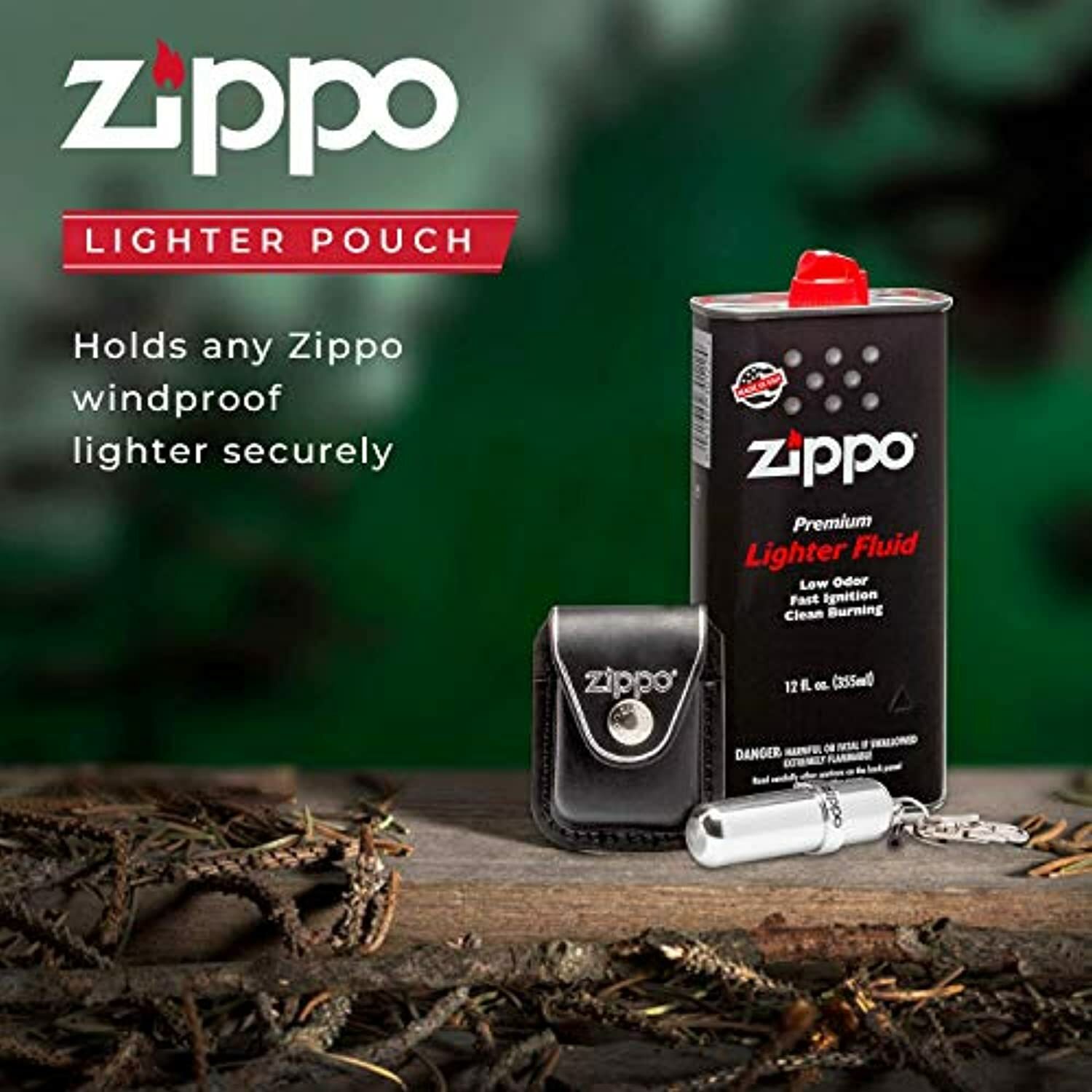 Zippo Lighter Pouch with Loop, Black, One Size