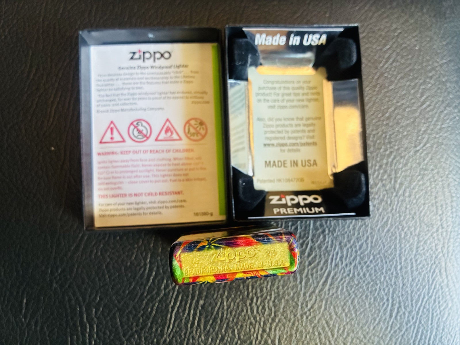 Zippo Cannabis Design Lighters 2 Pack 48776 48736 Leaf Print Boxed USA
