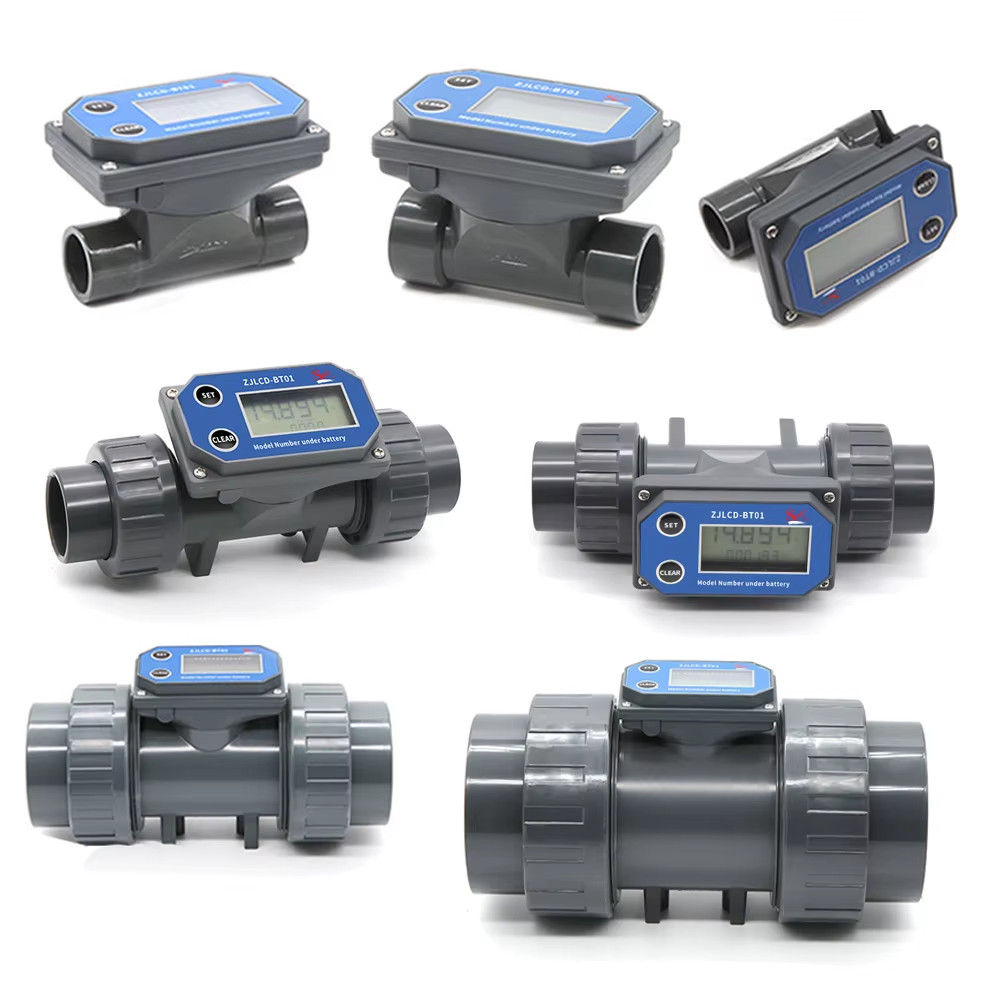 DN15-DN80 Digital Display Flow Meter Battery Powered High Precision PVC Pipeline