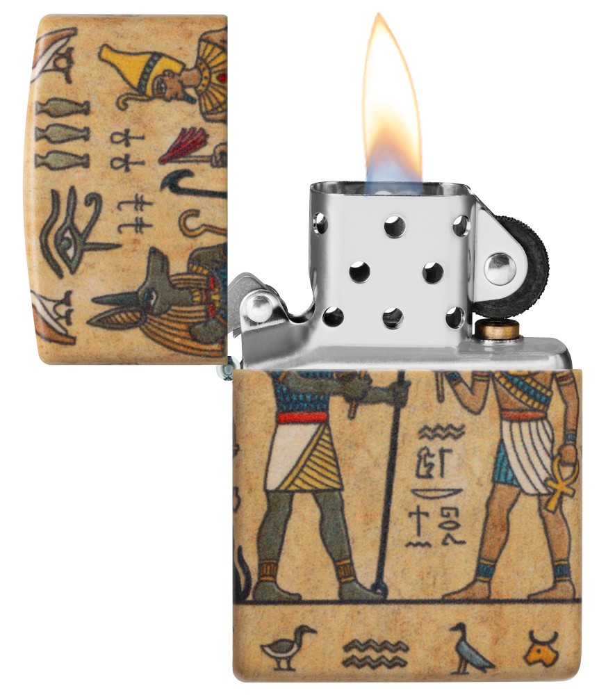 Zippo Ancient Glyphs Design White 540 Matte Windproof Pocket Lighter, 49352-1…