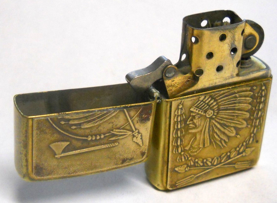1999 Indian Chief Barrett Smythe Solid Brass Zippo lighter, Sparks