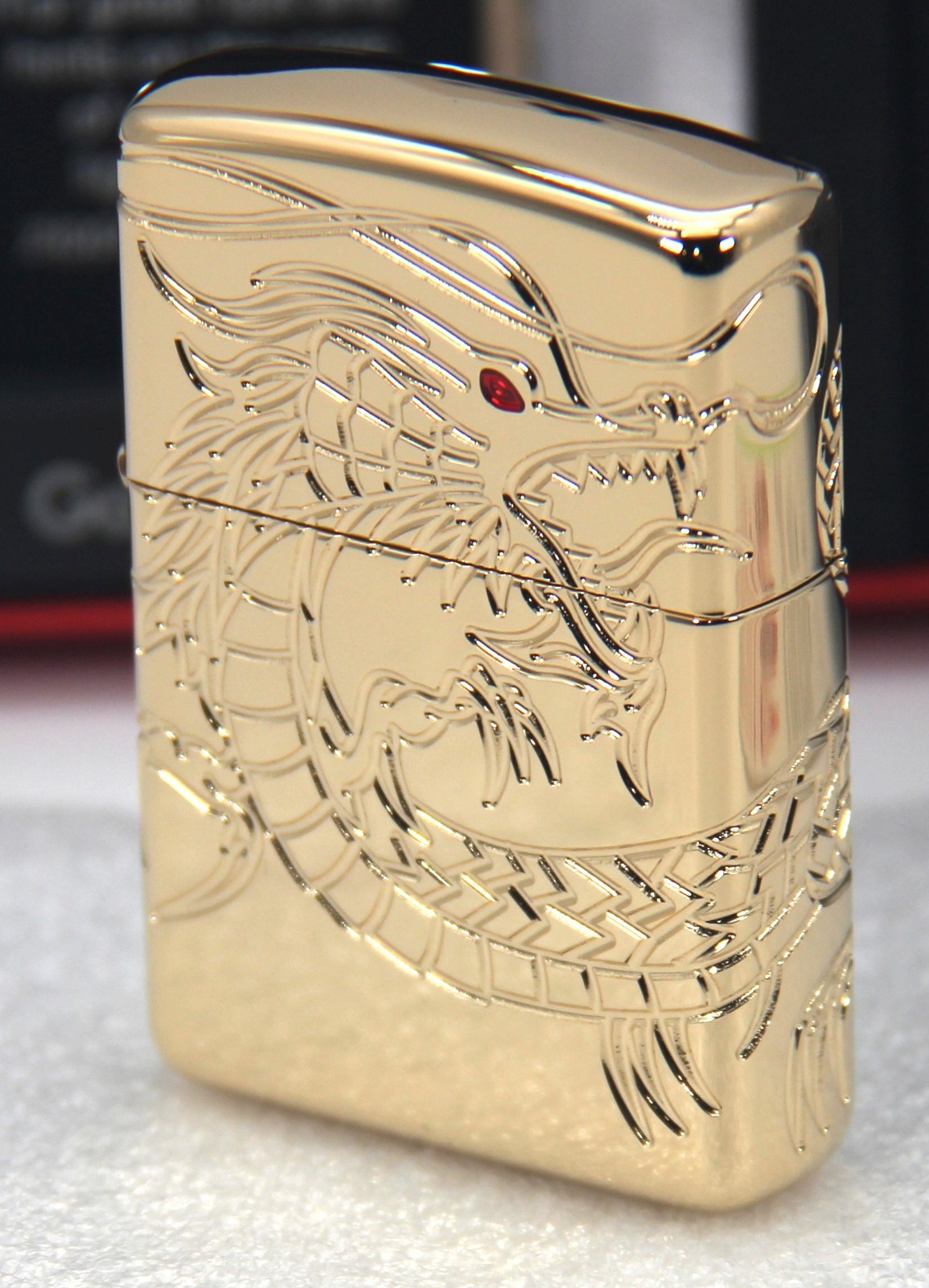 ZIPPO LIGHTER CHINESE DRAGON GOLD PLATED ARMOR 360° MULTICUT ENGRAVING NEW