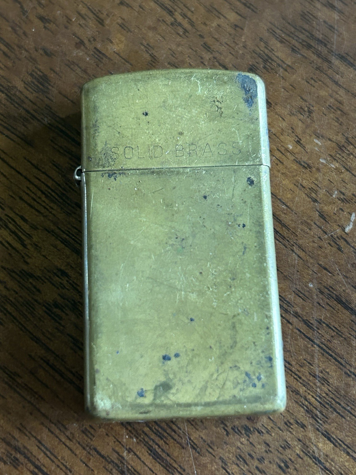Zippo Lighter Solid Brass H XIV Slim Skinny Old Vintage