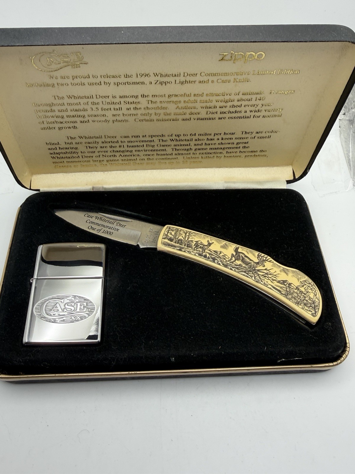 Limited Whitetail Deer Commemorative Case XX Knife & Chrome Zippo Lighter NEW
