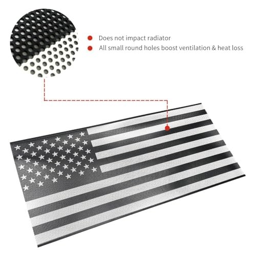 Front Mesh Grill Inserts Compatible with 2018-2026 Jeep 2018+ JL JT Black Flag