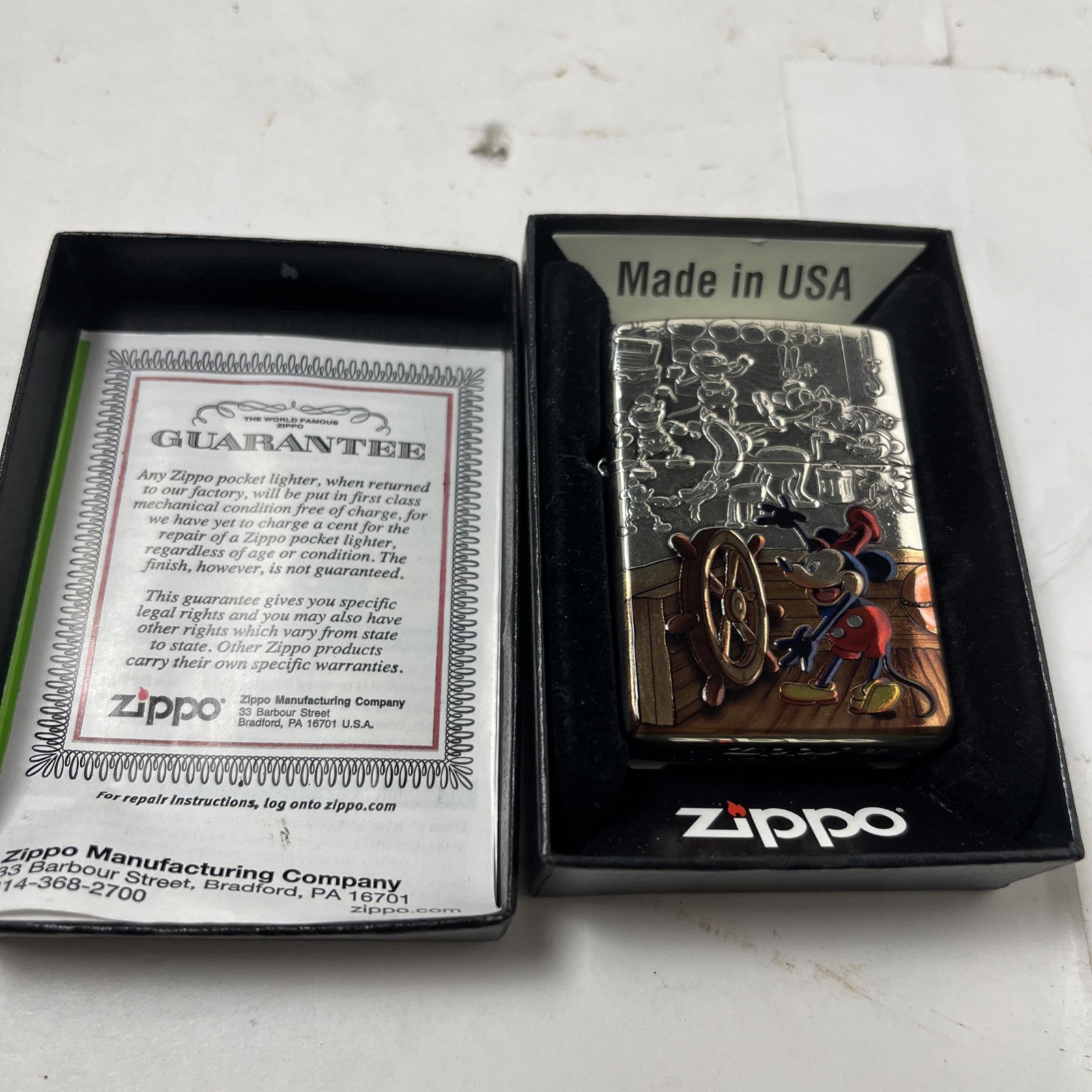 Zippo Lighter Mickey Mouse Lighter – Rare!!! With Box & Zippo COA – Never Struck