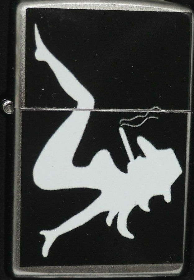 Rare Prototype Silouette Smoking Cow Girl Pinup Zippo Lighter