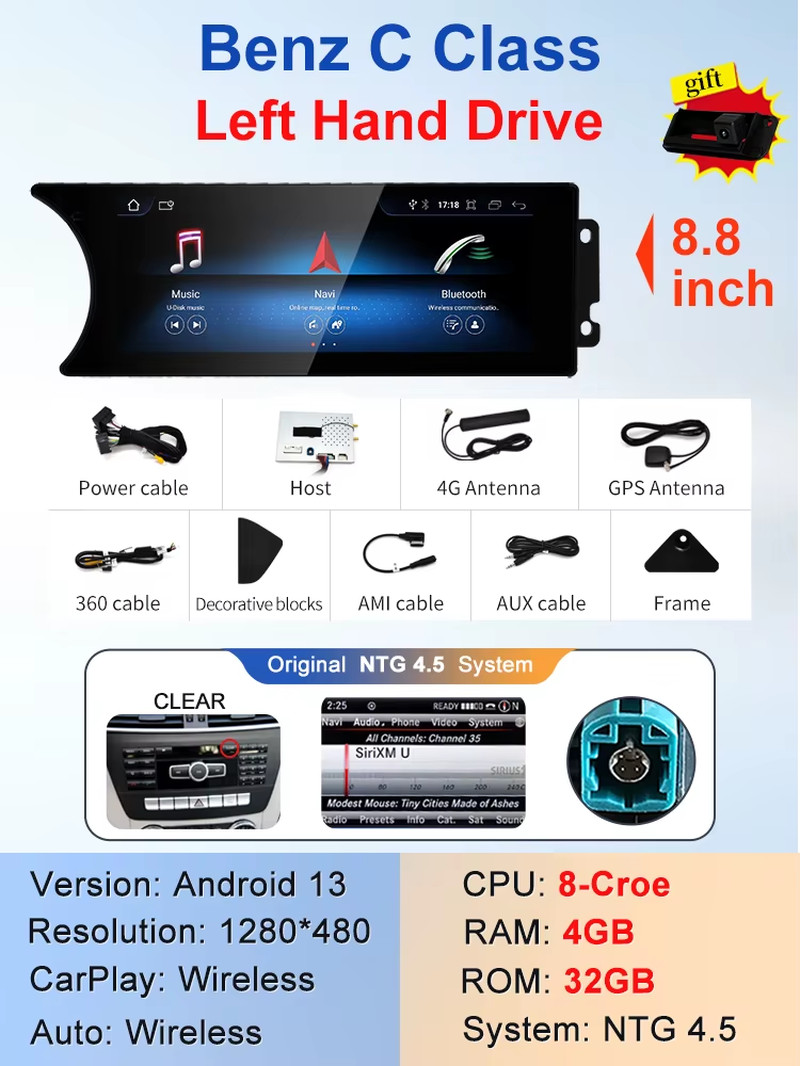 Factory Price 8.8inch Android AUTO Car Multimedia Player For Mercedes Benz C Cla