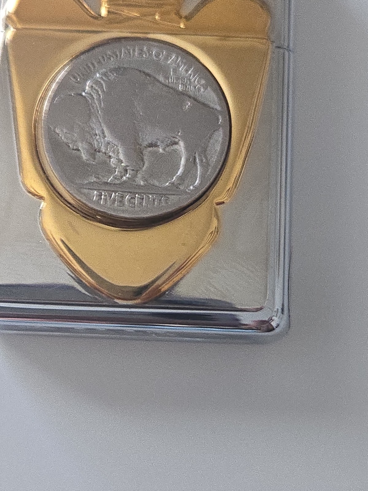 Zippo 1996 Piercing Buffalo Golden Arrowhead & Buffalo Nickel Original Box