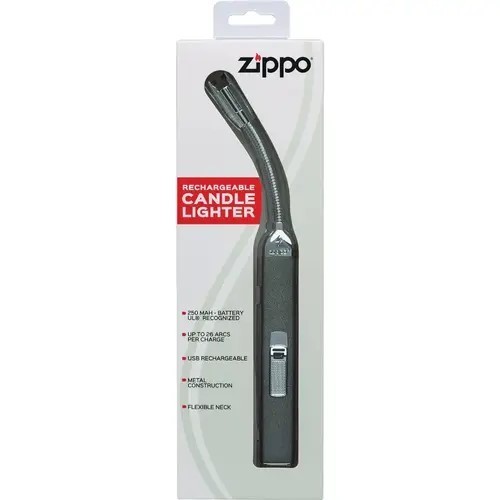 Zippo Rechargeable Arc Candle Lighter – Pebble Matte, Flexible Neck, Windproof