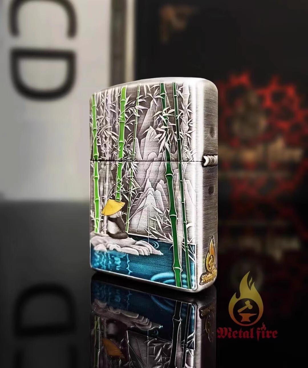 Panda Zippo Lighter Double-Sided Relief Enamel Painted Windproof Gift