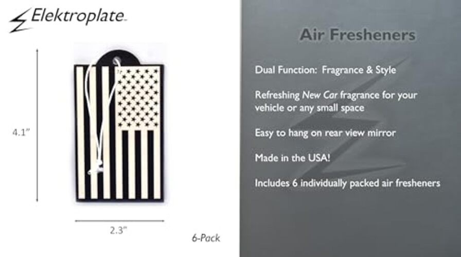 Inverted Black and White American Flag Automotive Air 6 Count (Pack of 1)