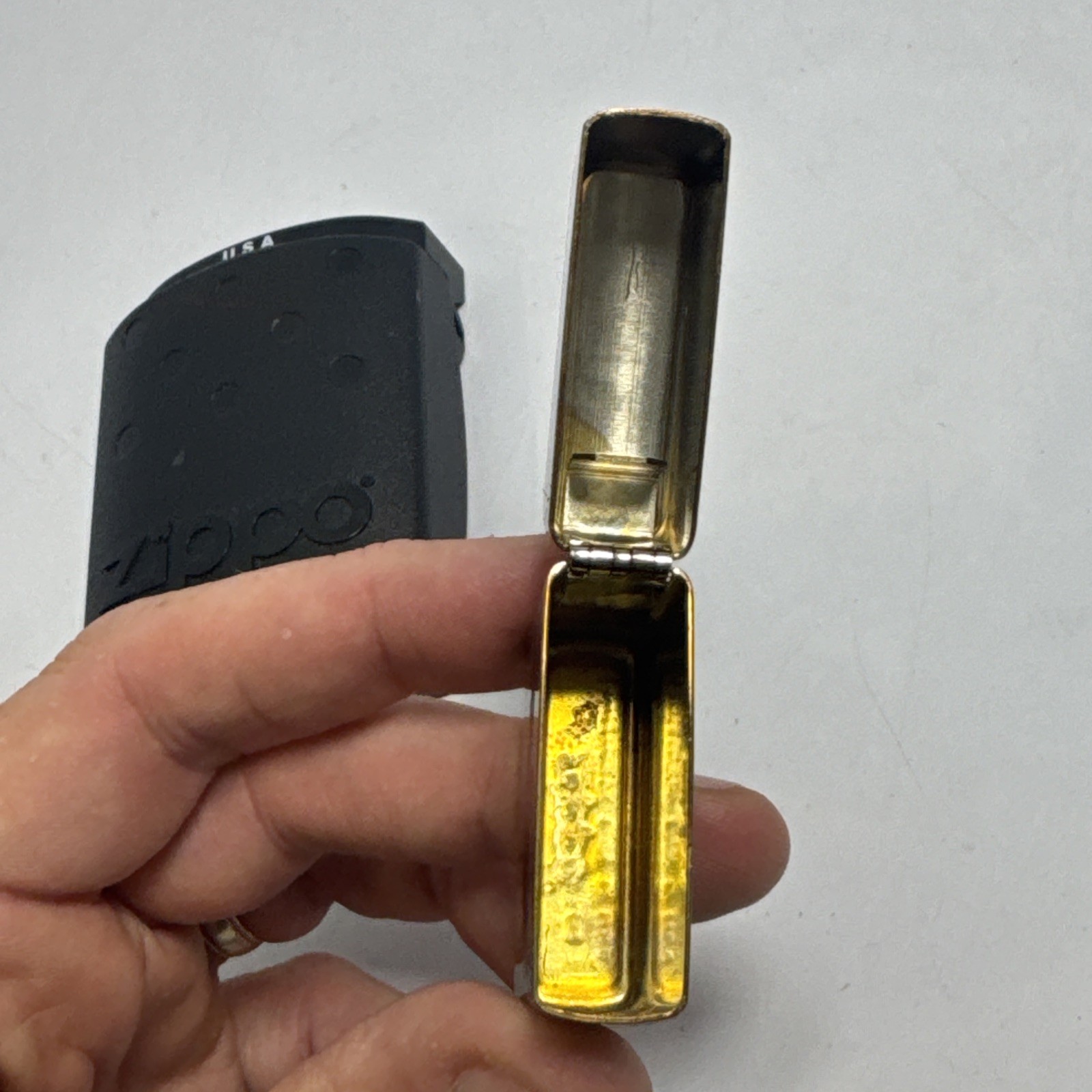 Rare HTF Brass Zippo Lighter Wasted Space #20447 Music Microphone Wings Clean