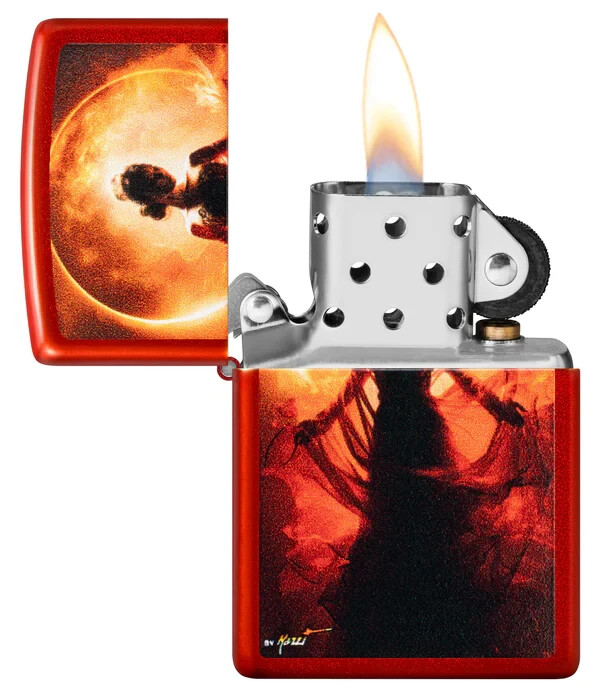 Zippo Mazzi A Woman In Silhouette Design Color Image Metallic Red 46410
