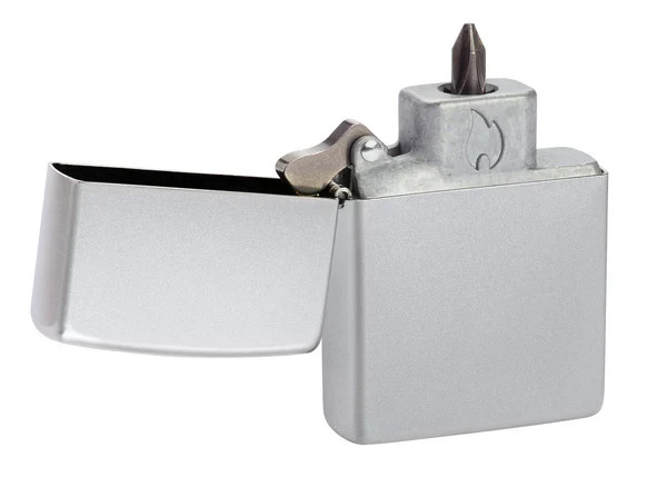 Zippo 40701, Bit Safe Screwdriver with Satin Chrome Case, 4 Screwdriver Heads