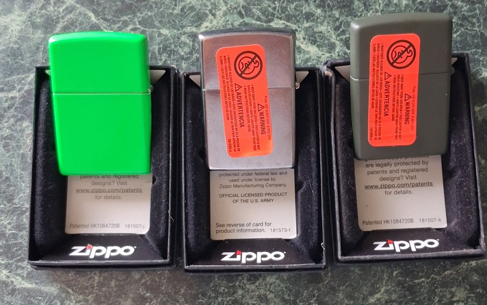 Zippo Windproof Lighters Lot of 3 Made in USA w/ Boxes
