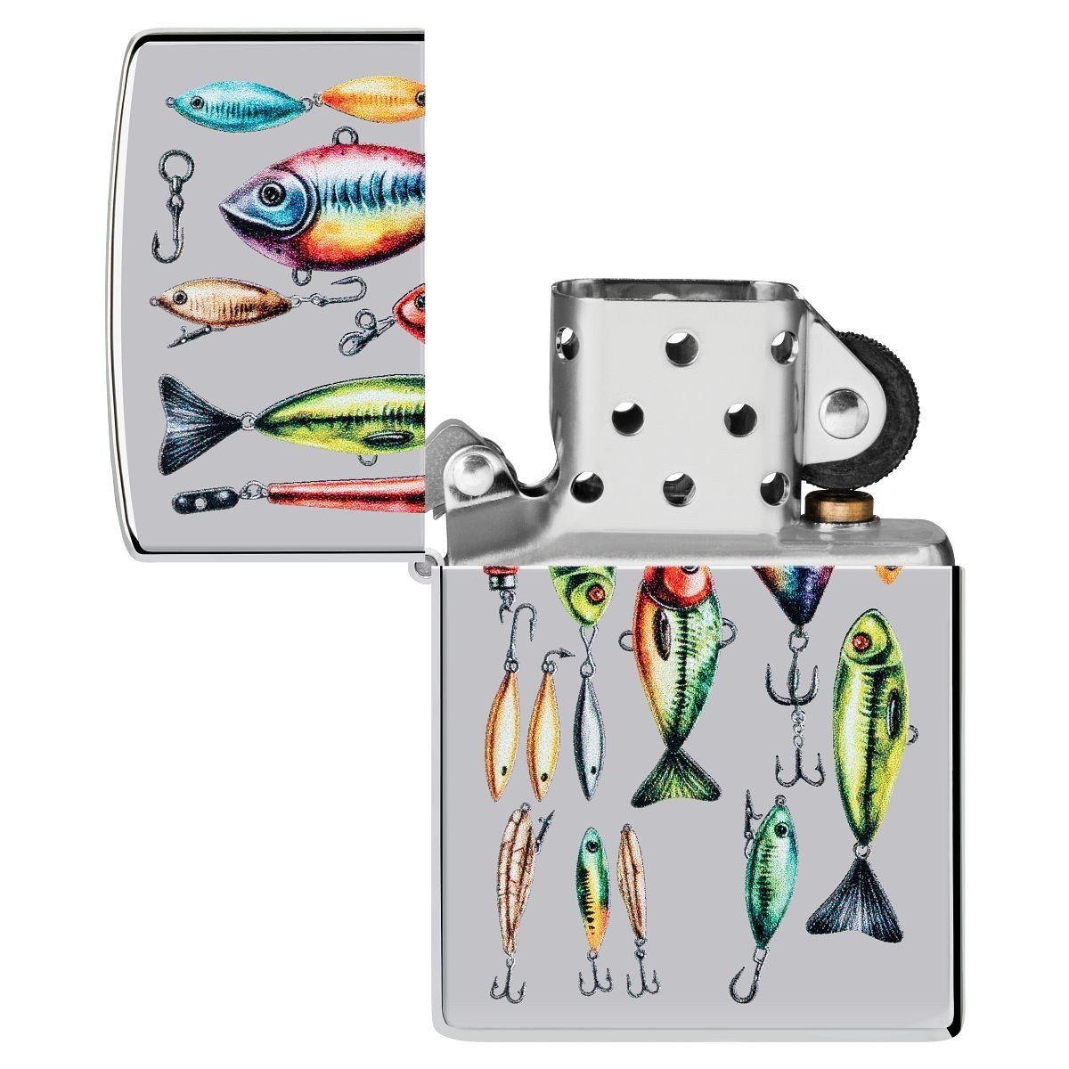 Zippo Lighter: Fishing Lures – High Polish Chrome 46319