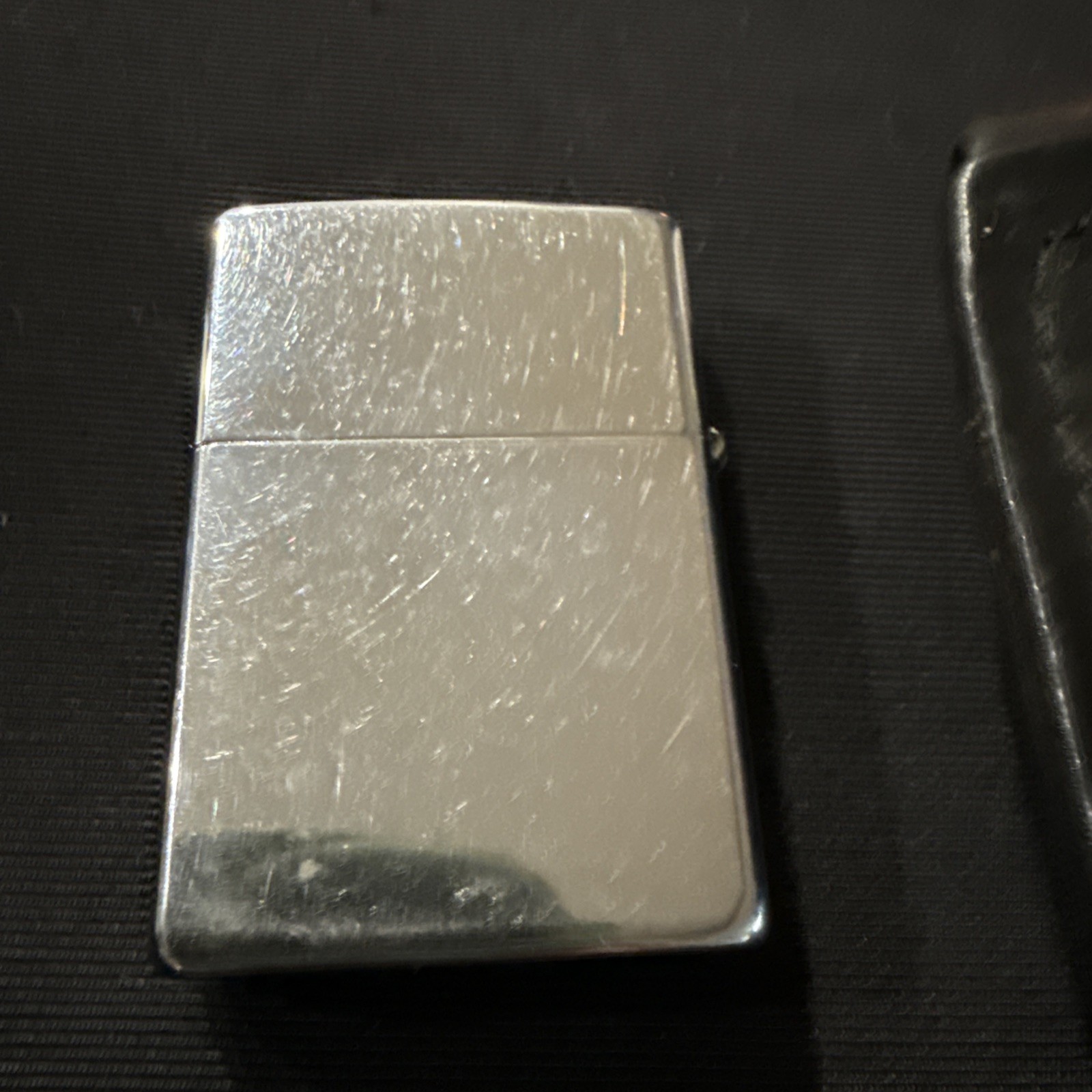 Vintage Chrome Zippo Lighter # E XII W/Leather Belt Clip Holder