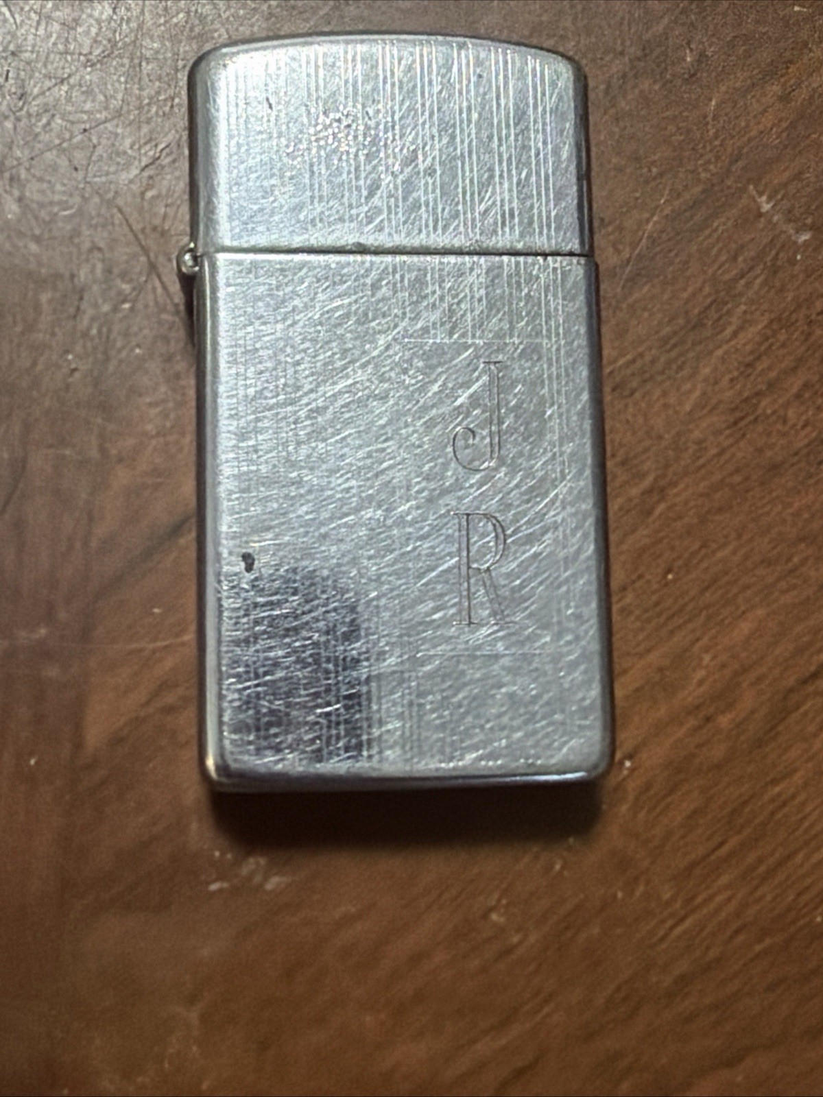 Vintage Zippo Slim Lighter 1962 Pin Stripe Engraved ‚JR‘ New Flint – FREE SHIP!