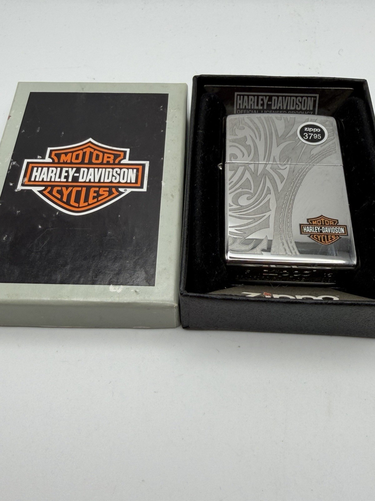 Vintage 2015 Harley Davidson Bar Shield & Tree Chrome Zippo Lighter NEW B35