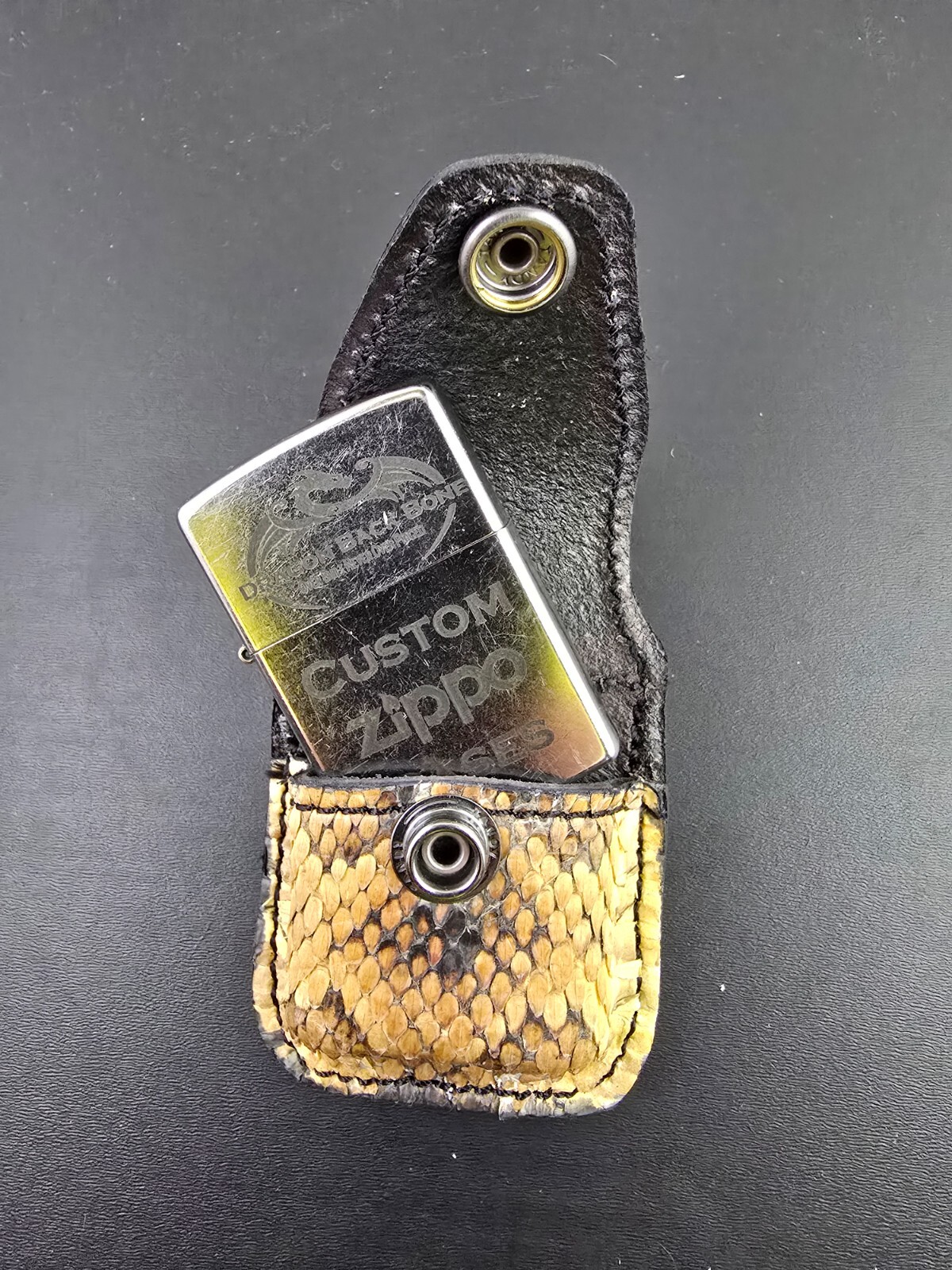 Real Cotton mouth snake skin ZIPPO lighter case Pouch holder natural color new