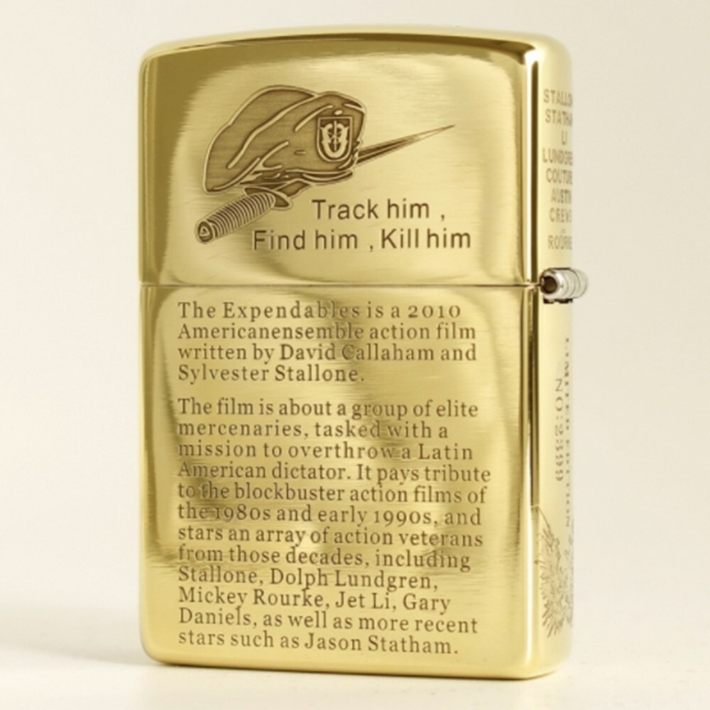 Zippo lighter 168 Armor Custom Full Side Engraving/ The Expendables New in Box