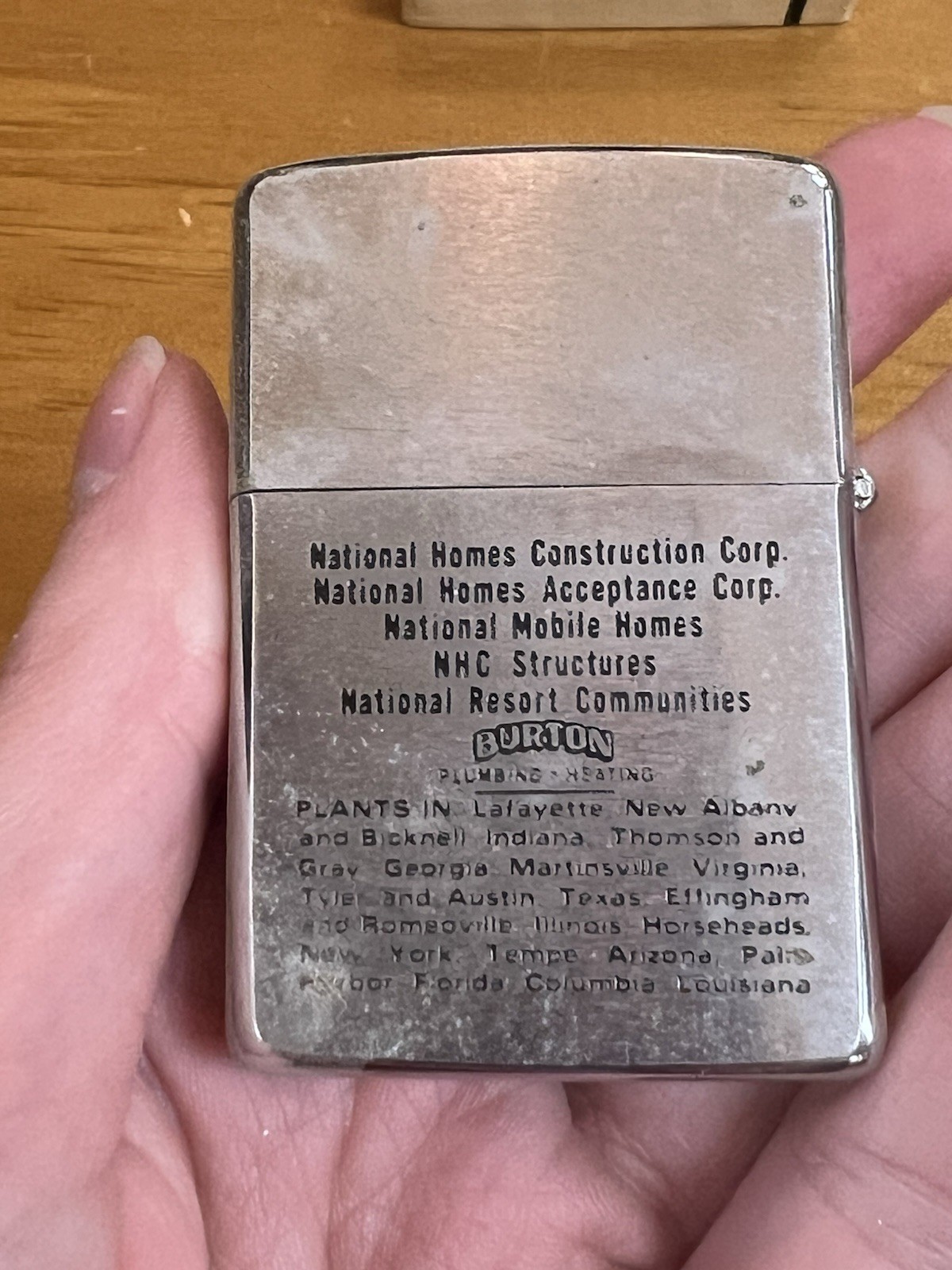 Zippo National Homes 1971 400,000 Homes Burton Plumbing Advertising Unfired