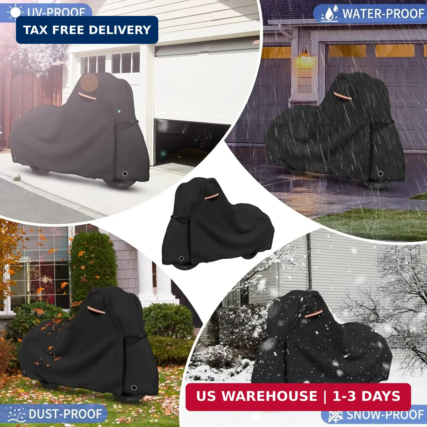STARTWO Motorcycle Covers with Side Box Waterproof Outdoor for Harley Davidson T